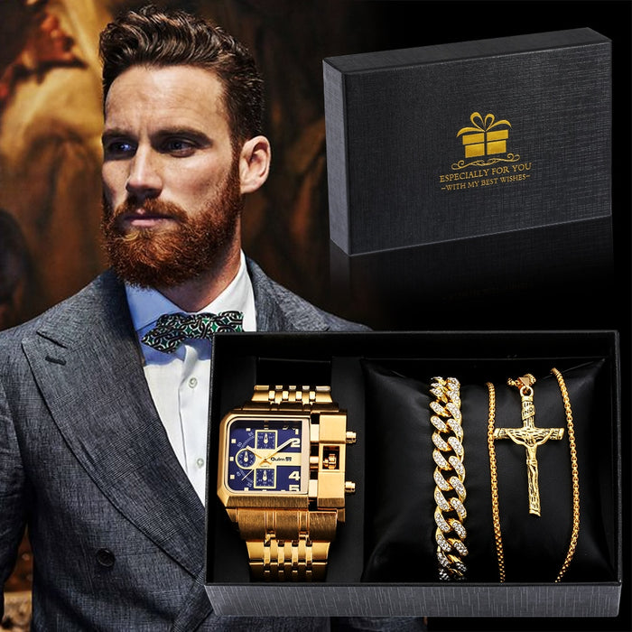 Oulm Men's Luxury Wristwatch Gift Set