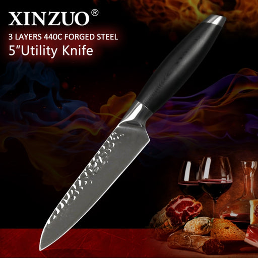 Xinzuo 5" Forged Damascus Steel Utility Knife